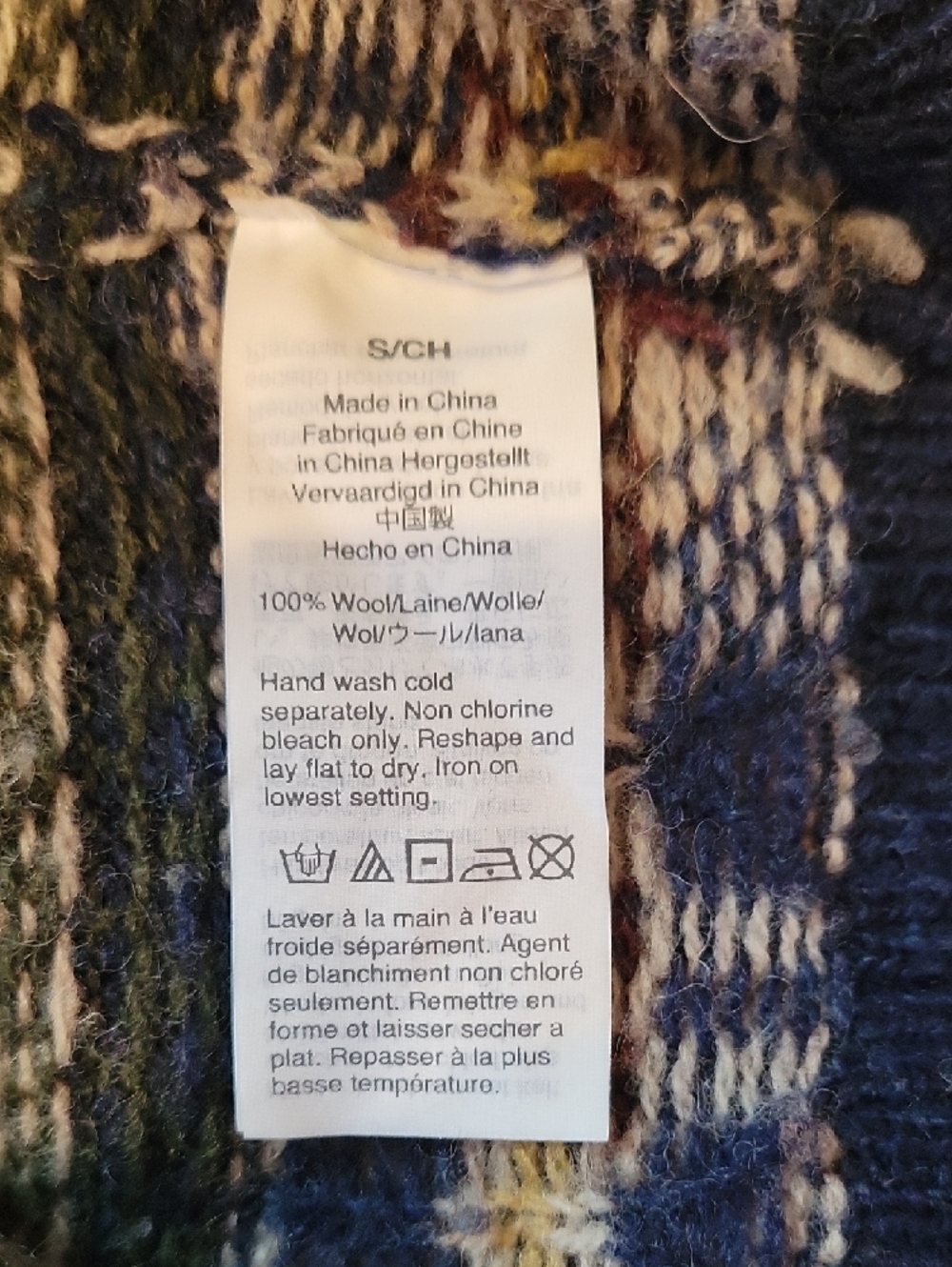 J. Crew Men’s S Navy Blue Fair Isle Crewneck Sweater with White Dog Motif - Picture 3 of 5